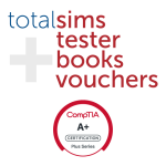 CompTIA A+ certification simulations, practice test, book, and exam voucher bundle